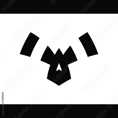 Abstract monogram designs shaped like masks or faces are appropriate