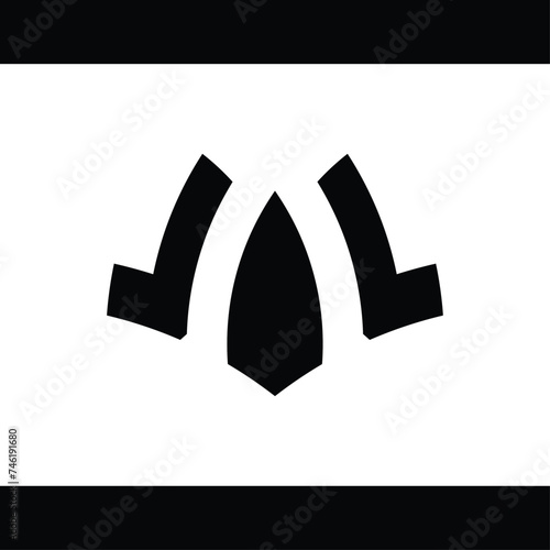 Abstract monogram designs shaped like masks or faces are appropriate
