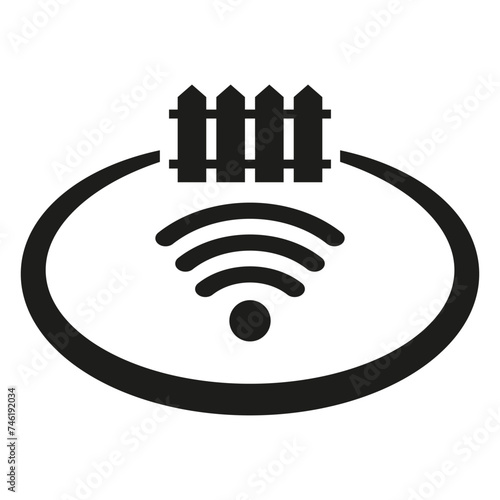 Smart home, wifi security. Remote fence connection. Vector illustration. EPS 10.