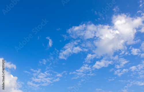 Blue Sky and White Clouds in a Beautiful Summer Day