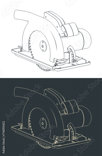 Circular saw isometric blueprints