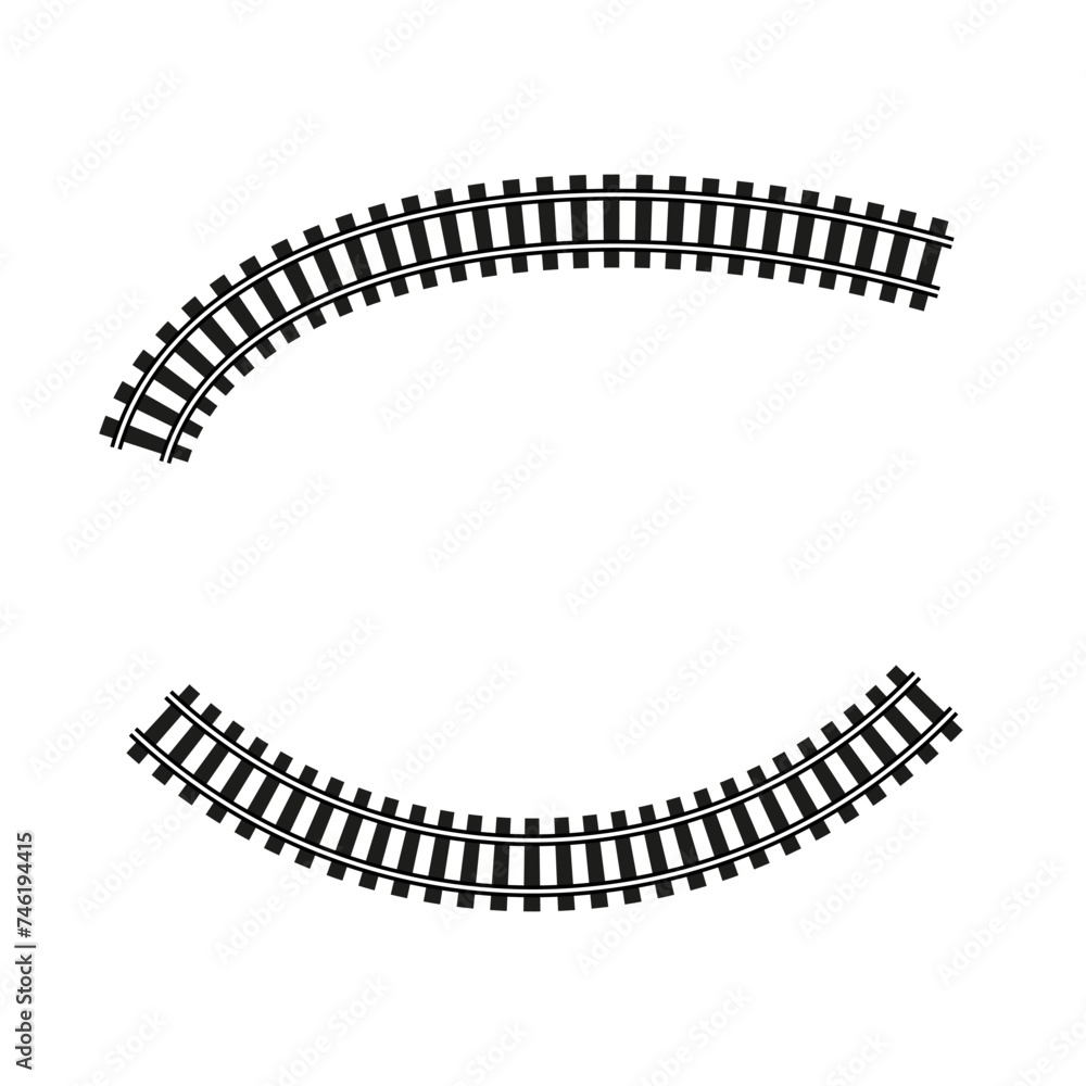 Curved railway tracks. Transportation network. Vector illustration. EPS 10.