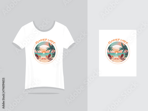 Summer bitch T shirt design template