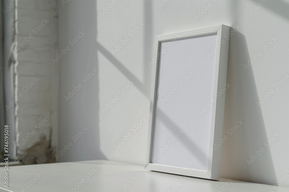 Vertical frame for mockup. Minimal room interior with mock up photo frame. Vertical frame for mockup. Minimal room interior with mock up photo frame.