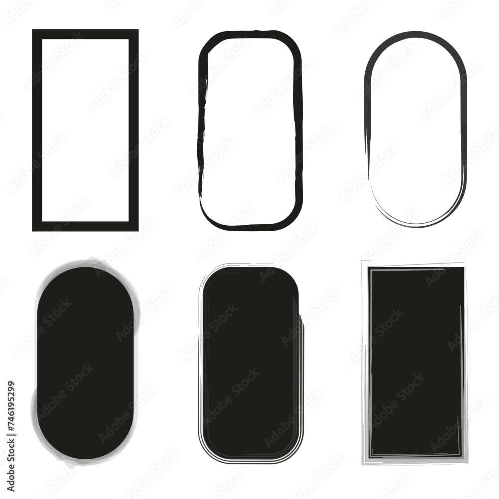 Rectangle icons set. Simple geometric shapes with solid, outlined, and distressed edges. Vector illustration. EPS 10. Rectangle icons set. Simple geometric shapes with solid, outlined, and distressed edges. Vector illustration. EPS 10.