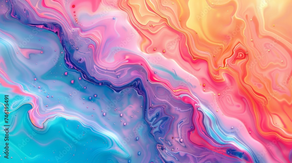 3D A colorful liquid with rainbow colors patterns, background