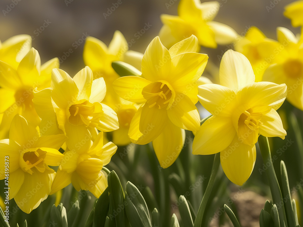 yellow daffodils in spring garden yellow daffodils in spring garden