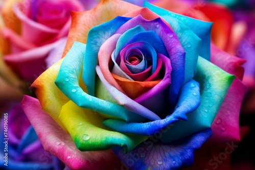 Vibrant Colorful rose flowers. Nature garden. Generate Ai