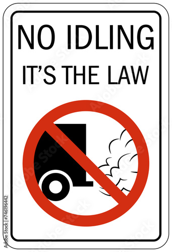 No idling warning sign and labels  photo