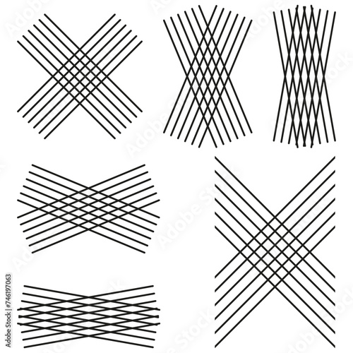 Intersecting lines art. Geometric grid. Simple abstract. Symmetrical pattern. Vector illustration. EPS 10.