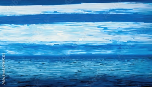 A sea of blue  with horizontal brush strokes of varying intensity and depth