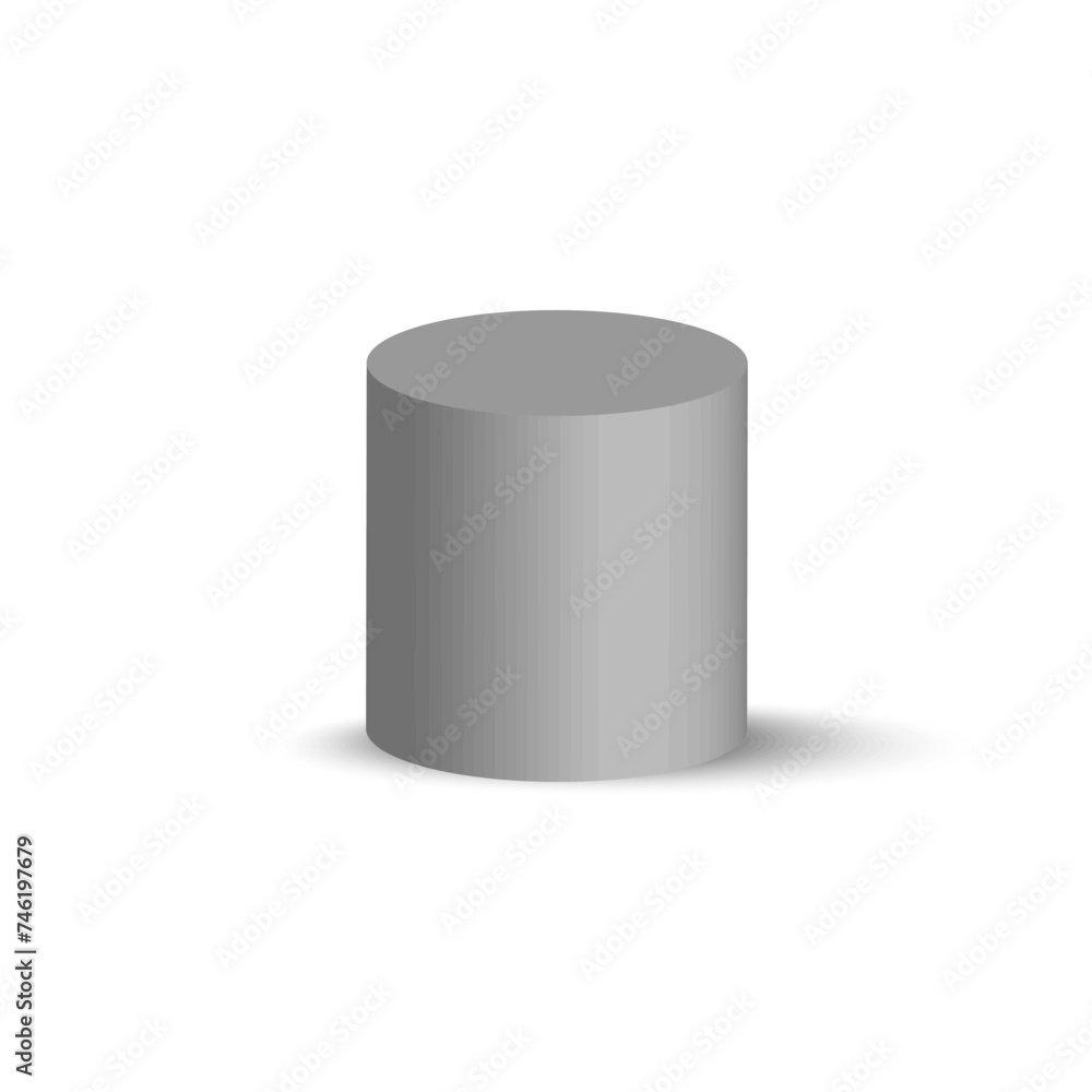 Cylinder grey 3D geometry. Vector illustration. EPS 10. Cylinder grey 3D geometry. Vector illustration. EPS 10.