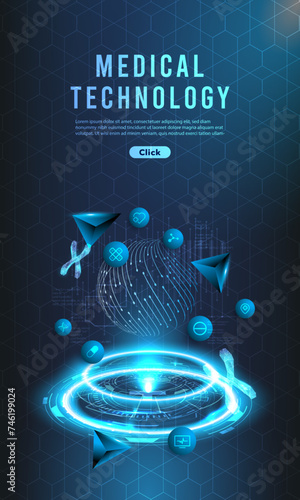 medical, healthcare, technology, healthcare technology, innovation, health care, futuristic, future, science, background, abstract, biology, blue, circular, clinical, connect, connection, cross, data,