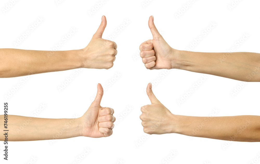 Thumbs Up. Multiple images set of female caucasian hand with french manicure showing Thumbs Up gesture Thumbs Up. Multiple images set of female caucasian hand with french manicure showing Thumbs Up gesture