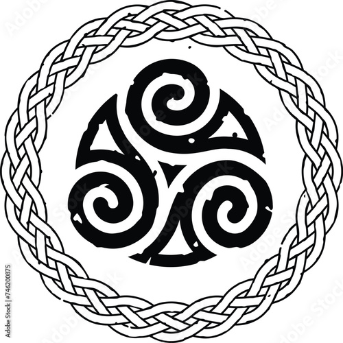 Grunge Round Celtic Pattern with Celt Spirals