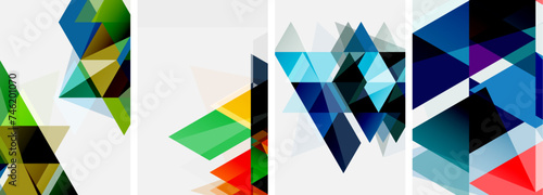 Colorful bright triangles with various colors and transparencies. Vector illustration For Wallpaper, Banner, Background, Card, Book Illustration, landing page