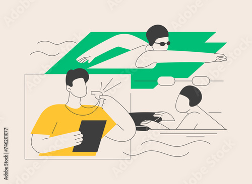 Swim camp abstract concept vector illustration.