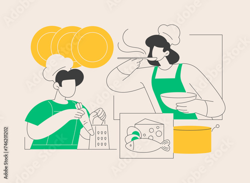 Cooking camp abstract concept vector illustration.