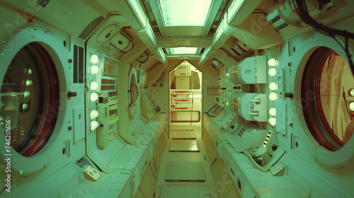 宇宙船内部の通路　SFイメージ