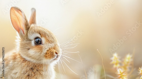 A charming baby rabbit, fur glistening, ears perked in curiosity, an Easter symbol of renewal and joy, isolated on white, a tender portrait of new beginnings and the softness AI Generative