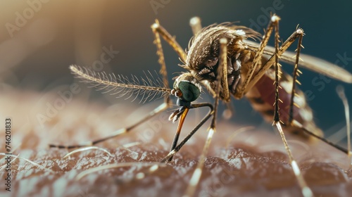 a photo of a mosquito stinging a human, AI Generative