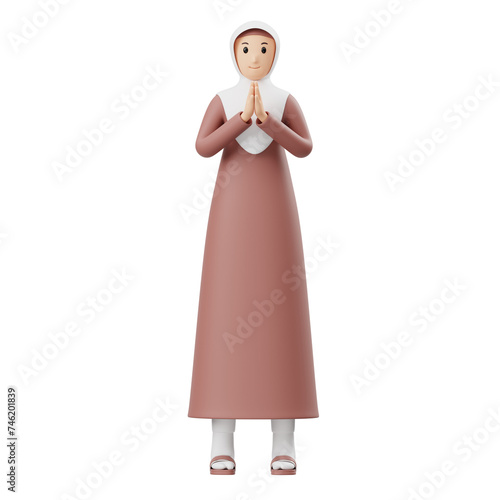 3D Character Muslim Woman Greetings