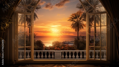 Golden Sunset View through a window © Media Srock
