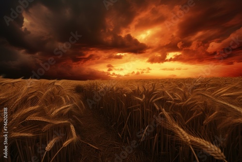 Intricate Rye field art. Nature food agriculture. Generate Ai © juliars