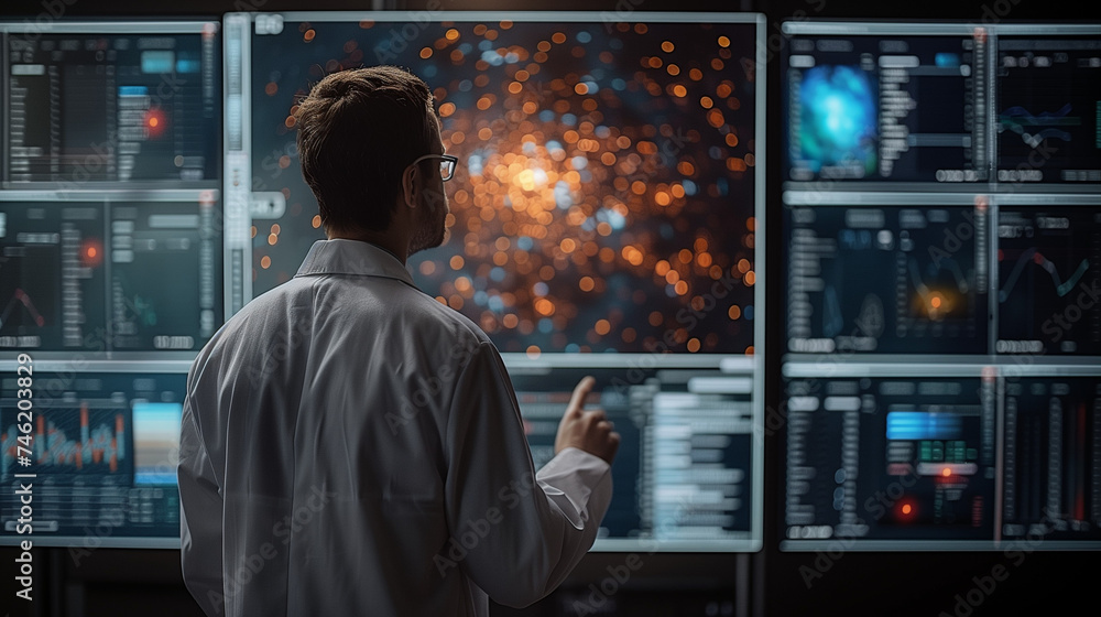 Data science and big data technology. business man visualizes complex data sets on the computer. Data mining, artificial intelligence, machine learning, business analytics Data science and big data technology. business man visualizes complex data sets on the computer. Data mining, artificial intelligence, machine learning, business analytics