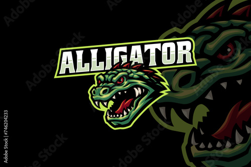 alligator crocodile mascot logo design for adventure, sport and esport team