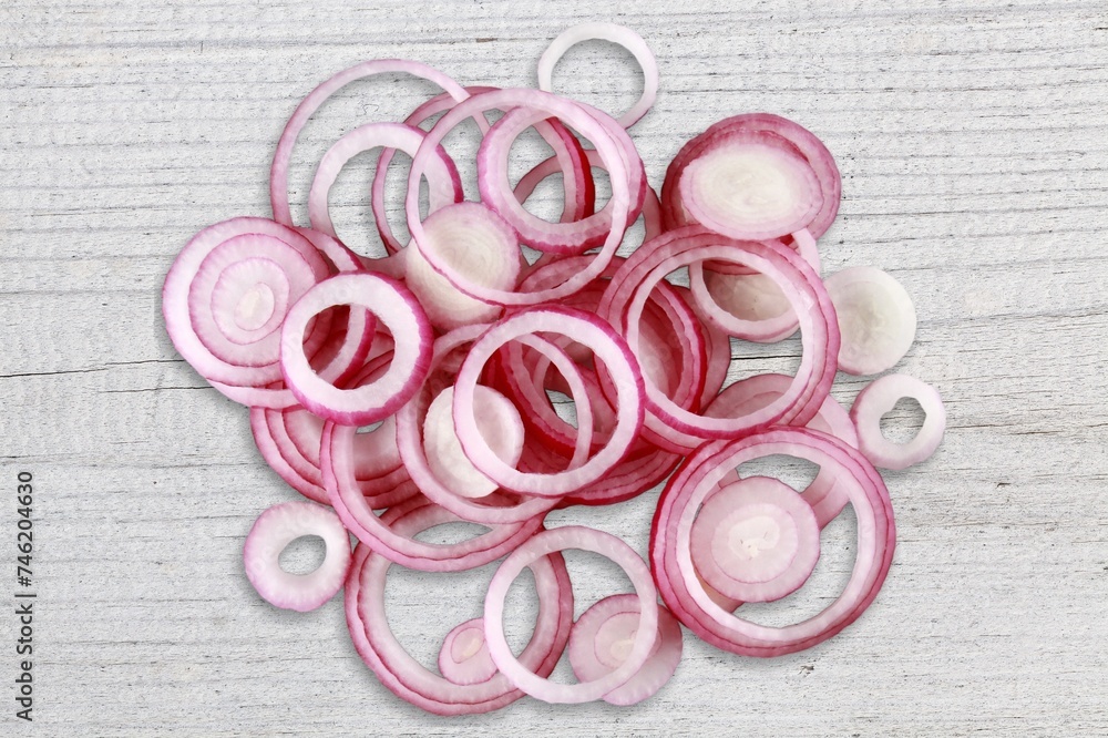 Fototapeta premium Fresh ripe red onion cut