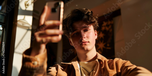 young man who is taking a selfie, generative AI