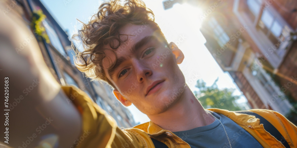 young man who is taking a selfie, generative AI young man who is taking a selfie, generative AI
