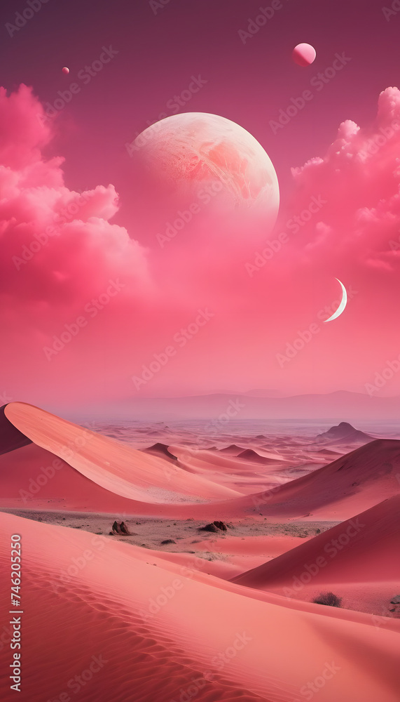 the moon over the desert