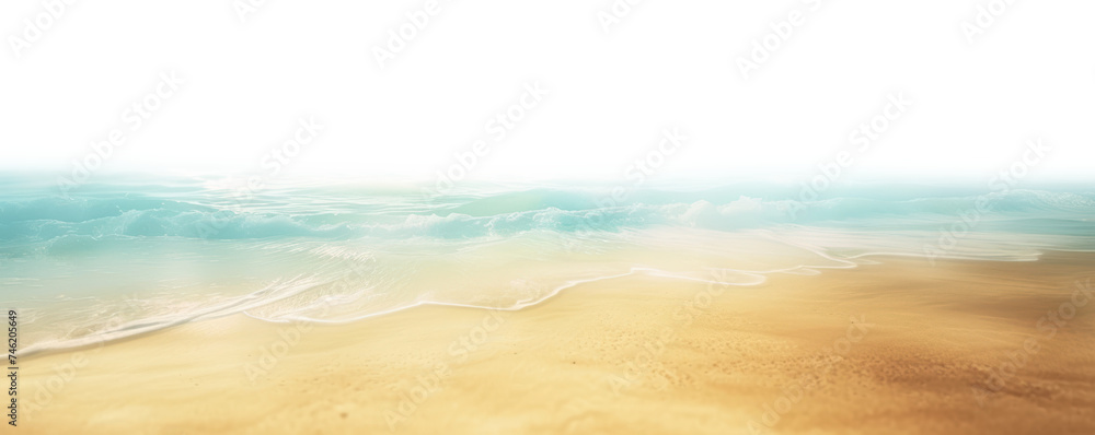 Sea beach scenery sand isolated on white and transparent background - obrazy, fototapety, plakaty 