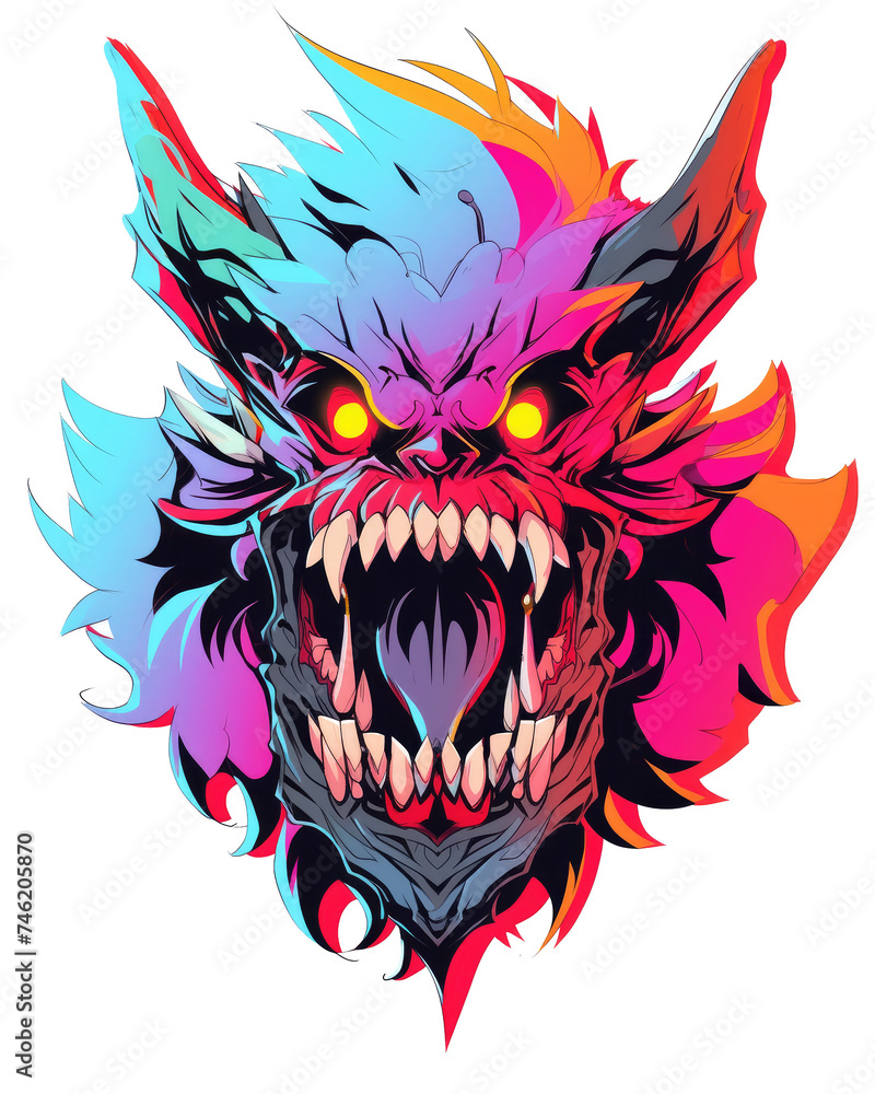 t-shirt design, Angry scary hairy giant style character, transparent background, AI Generated Image