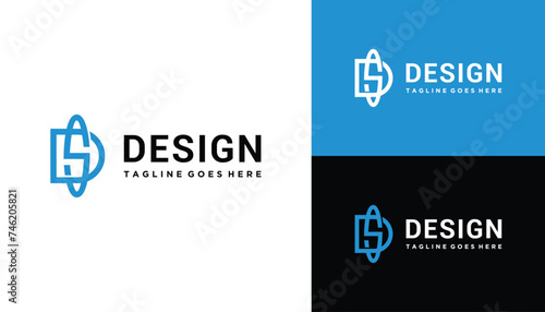 Modern Initial Letter DS S D SD Network With Oval Swoosh Orbit Logo Design