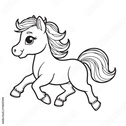 Line art of running horse cartoon vector
