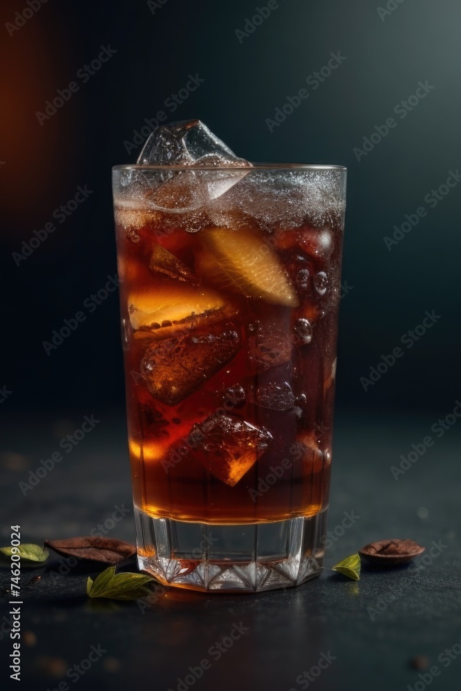 a glass of iced tea with lemon slices and ice cubes a glass of iced tea with lemon slices and ice cubes