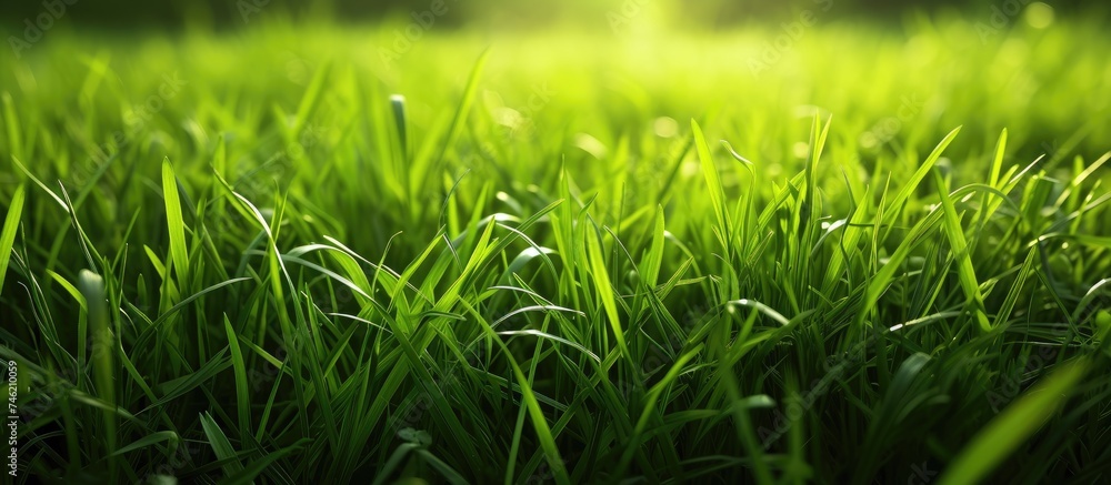 This photo showcases a close-up view of a lush green grass field, highlighting the vibrant and youthful appearance of the grass blades. The image captures the freshness and beauty of nature in its This photo showcases a close-up view of a lush green grass field, highlighting the vibrant and youthful appearance of the grass blades. The image captures the freshness and beauty of nature in its