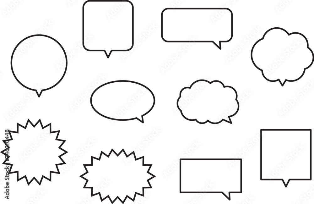 Fototapeta premium いろいろな形のふきだし素材セット