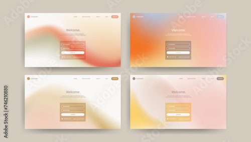 gradient mesh design of landing page set vector template.