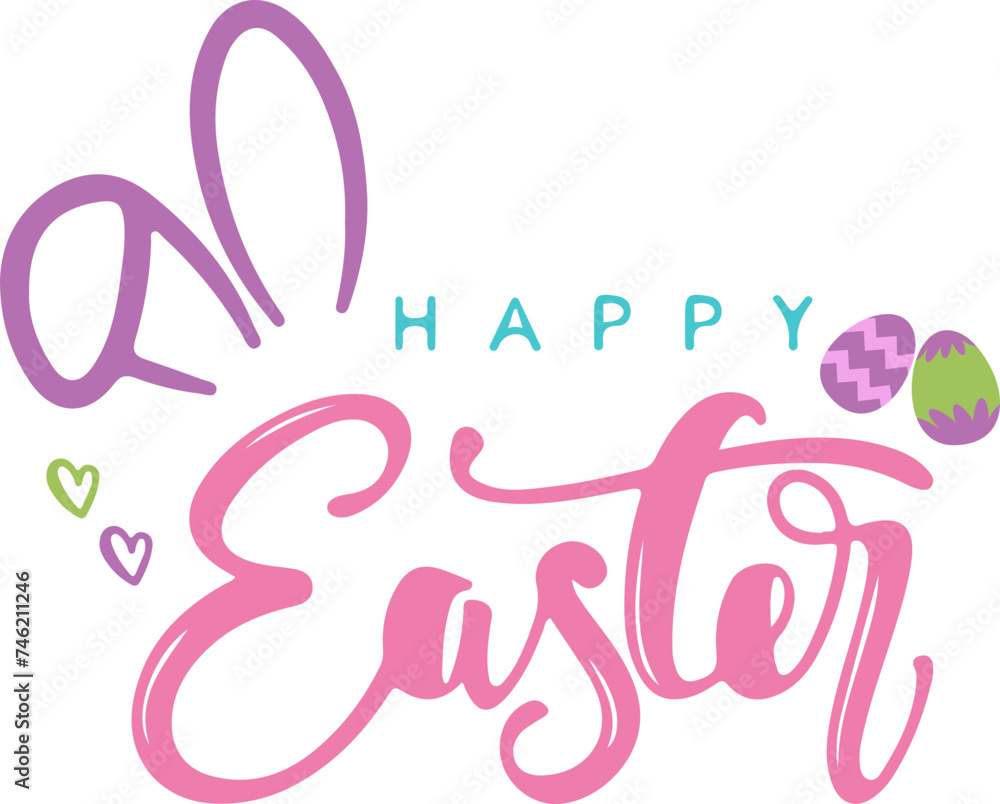 Illustrative Happy Easter Handwitten Typography Illustrative Happy Easter Handwitten Typography