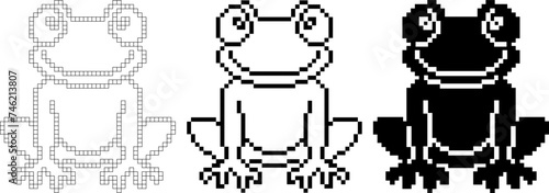 front view pixel art frog icon