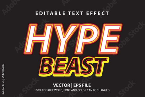 Vector text effect hype beast template typography youth sticker.