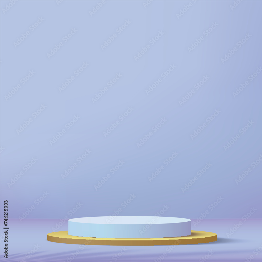 Modern blue and gold pedestal podium. Cosmetic banner display. Vector Modern blue and gold pedestal podium. Cosmetic banner display. Vector