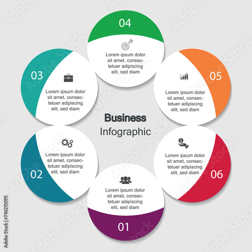 Six Stage Process Cycle Business Infographic