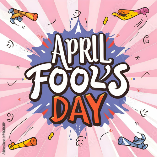 Flat April Fools day illustration vector typography 