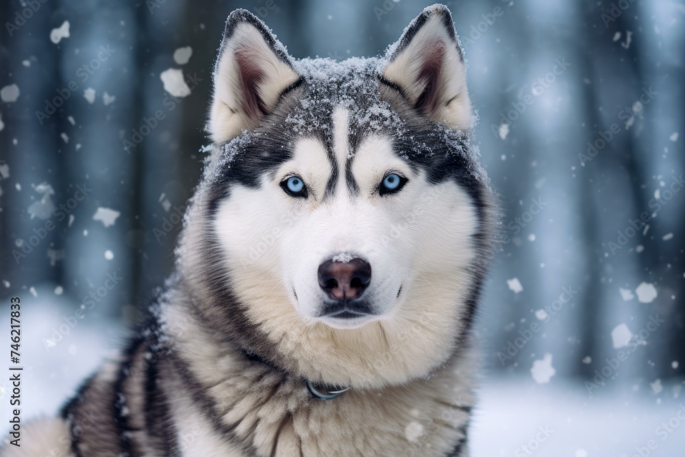 Intelligent Siberian husky animal. Nature wolf. Generate Ai