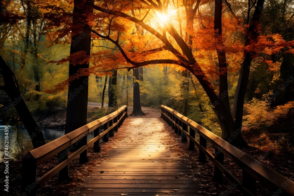 Autumn - Old bridge in autumn misty park
Autumn - Old bridge in autumn misty park
